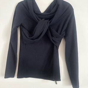 Ralph Lauren Twist-Front Long Sleeve Top Black Label